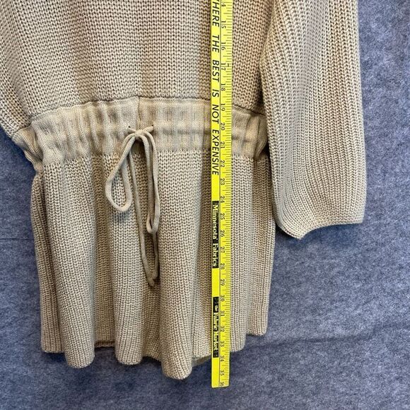 MABLE Sweater Romper Small/Medium Taupe Tan Knit Drawstring Keyhole Back LS - Picture 9 of 16